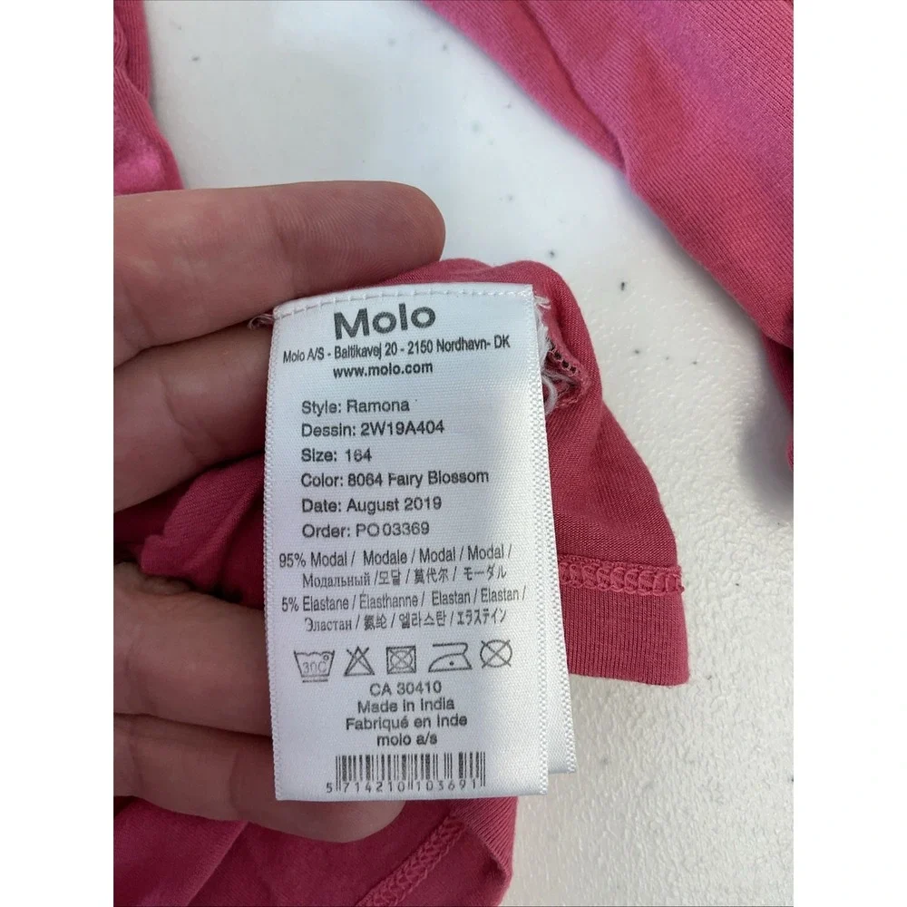 Lot of 2 Molo Tops Sz 13/14 Long Sleeve Jersey T Ruffle Knit Sweater Coral/Pink